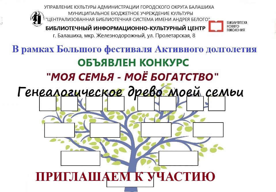 Конкурс "Моя семя, мое богатство Информационно-культурный центр Железнодорожный
